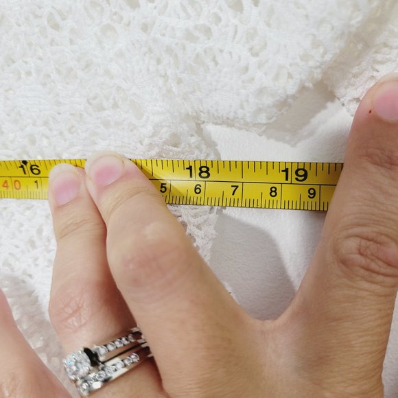 Joy Joy Sheer Lace Coquette Coverup Dress Short Sleeve White Ruffle Trim Elegant - Picture 8 of 8